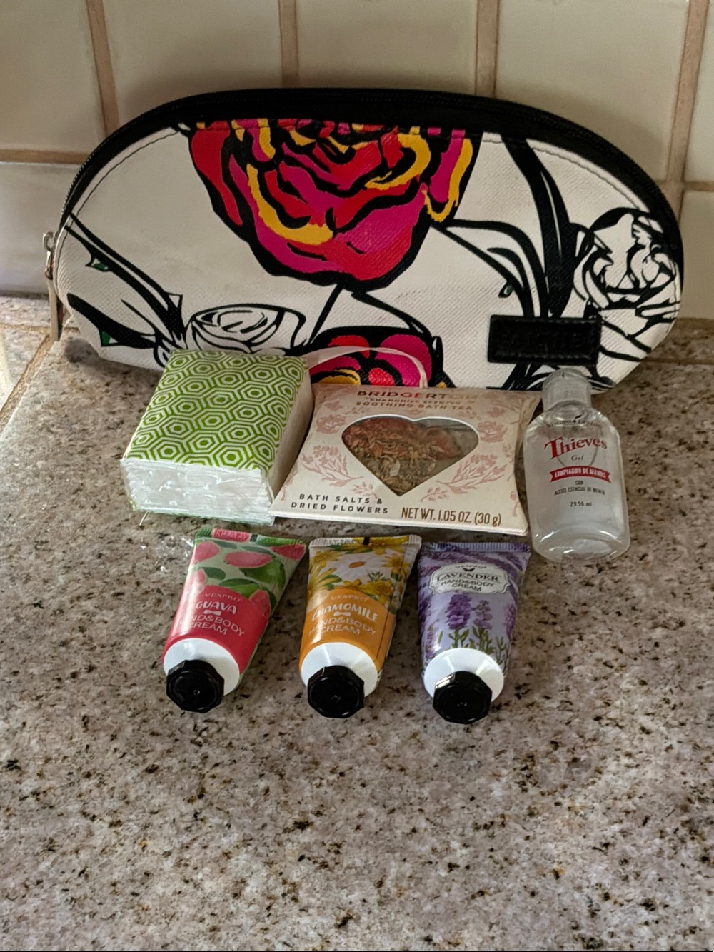 Hand Sanitizer & Floral Hand Cream Gift Set - White/Black Floral MICHE Pouch